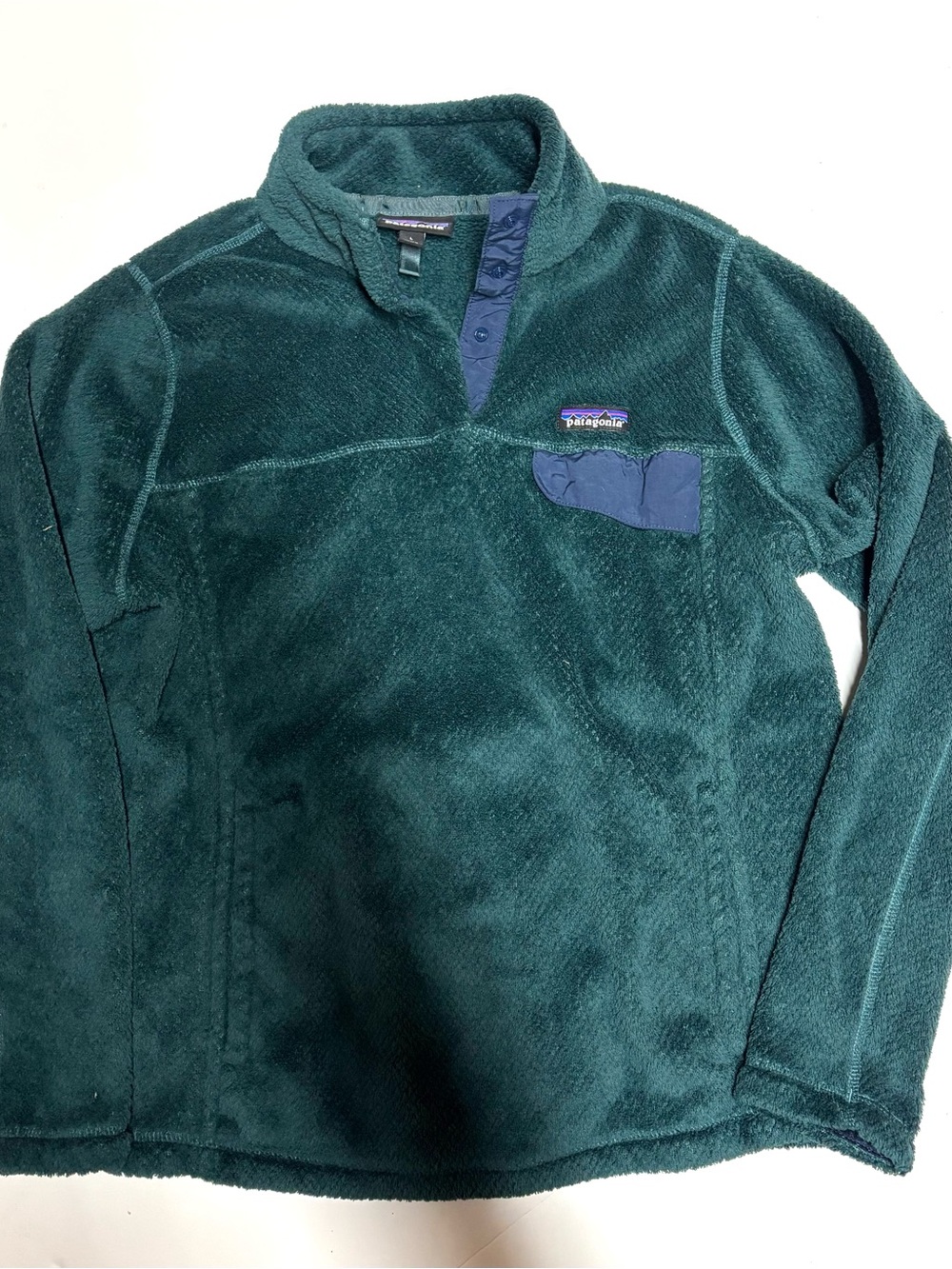 Patagonia Men's Forest Green Quarter-Snap Fleece with Navy Trim